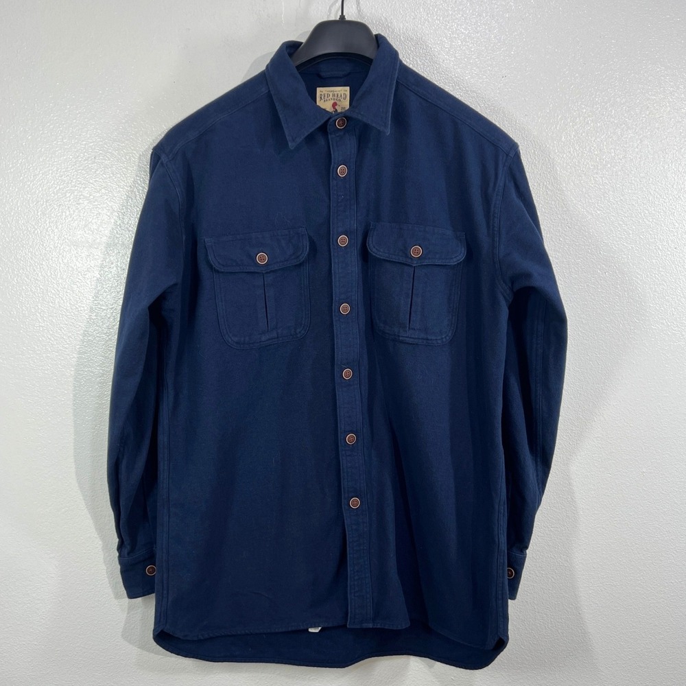 RedHead Mens LT Large Tall Navy Blue Heavyweight‎ Cotton Chamois Flannel Shirt
